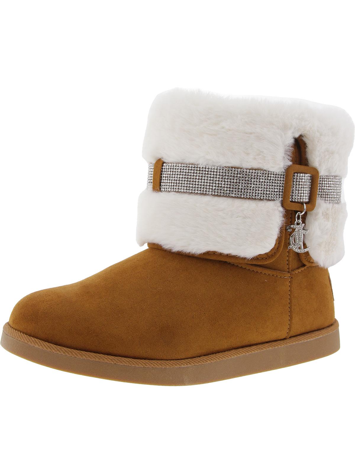 Juicy Couture Womens Kursive Faux Fur Faux Suede Booties